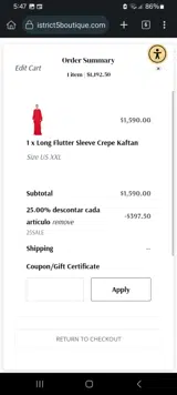 25SALE coupon verification screenshot