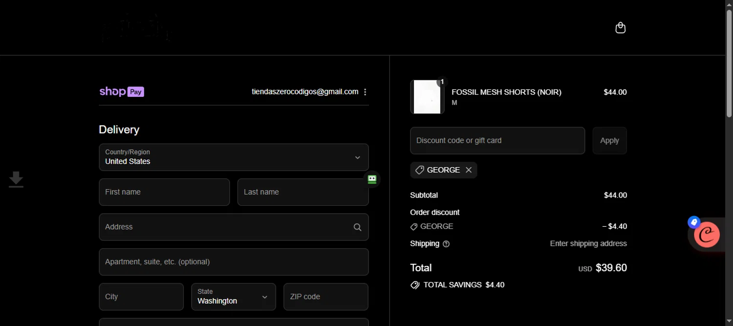 ditch discount code screenshot showing code GEORGE applied at ditch checkout page. Uploaded by SimplyCodes community member 111111 on Aug 20, 2025