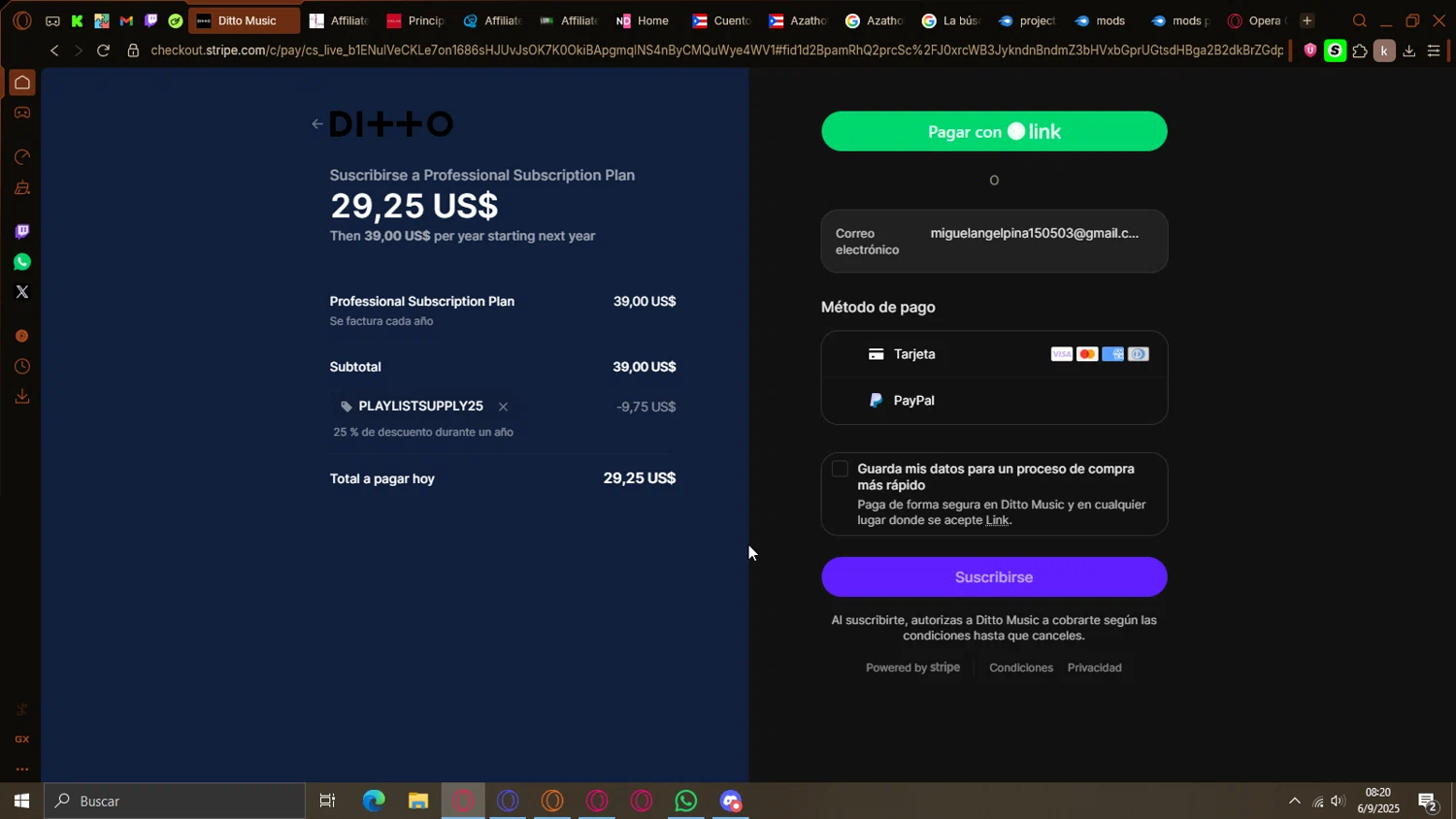 Ditto Music promo code screenshot showing code PLAYLISTSUPPLY25 applied at Ditto Music checkout page. Uploaded by SimplyCodes community member Gon_Freecss on Sep 6, 2025