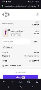 15off coupon verification screenshot