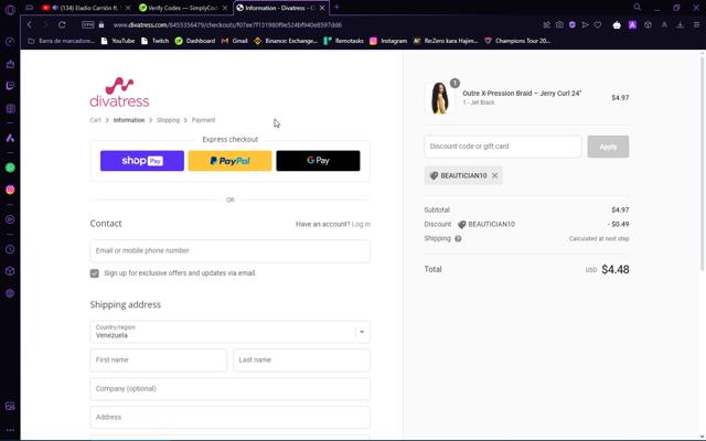 Divatress checkout page showing Divatress promo code box | Screenshot taken by SimplyCodes community member on Jun 26, 2024