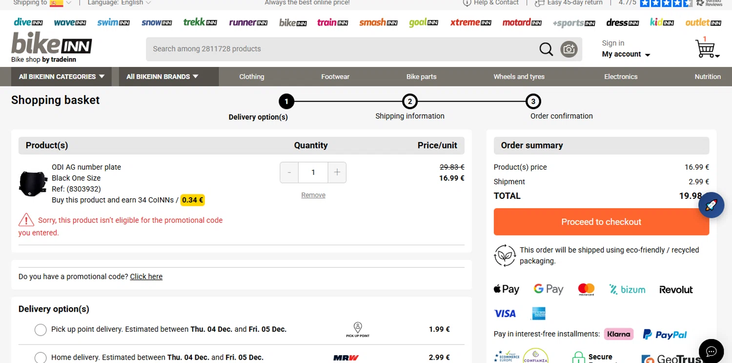 Diveinn promo code screenshot showing code HJCM15 applied at Diveinn checkout page. Uploaded by SimplyCodes community member joanromero on Dec 3, 2025