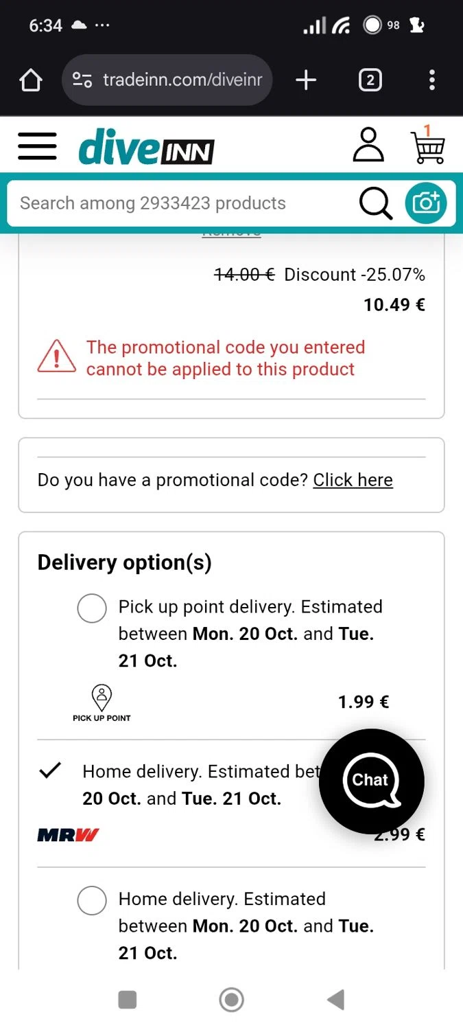 Diveinn promo code screenshot showing code TRAV15 applied at Diveinn checkout page. Uploaded by SimplyCodes community member Original01 on Oct 19, 2025