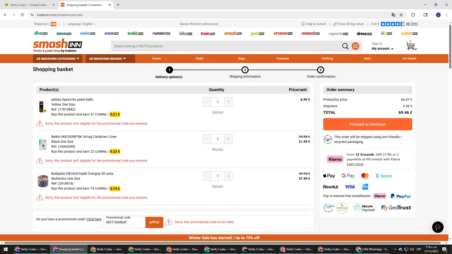 Diveinn checkout page showing Diveinn promo code box | Screenshot taken by SimplyCodes community member on Dec 27, 2025