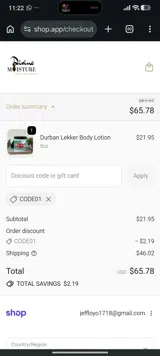 CODE01 coupon verification screenshot