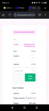 SYSTEM22 coupon verification screenshot