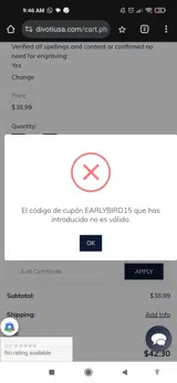 EARLYBIRD15 coupon verification screenshot