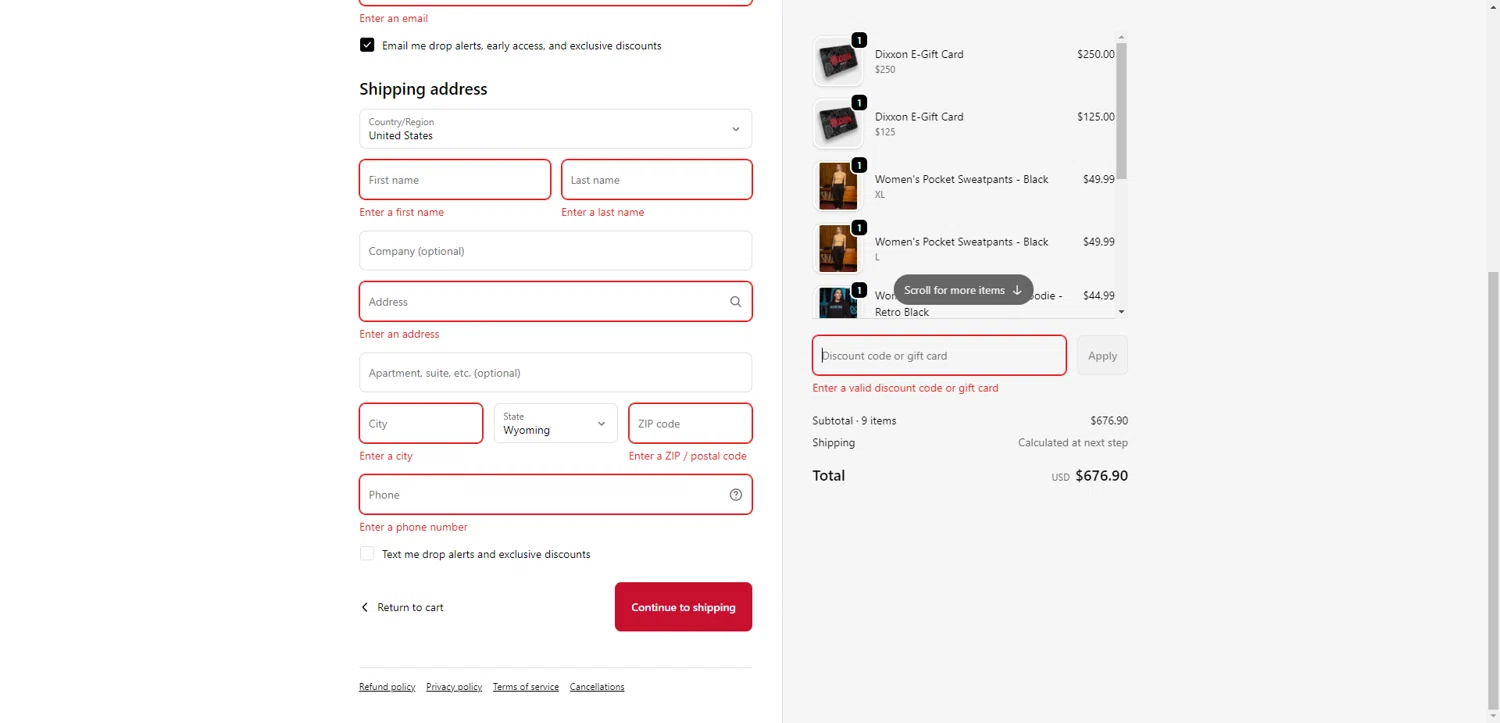 Dixxon Flannel promo code screenshot showing code LCMKDQ58 applied at Dixxon Flannel checkout page. Uploaded by SimplyCodes community member TreasureKnight4134 on Jan 18, 2026