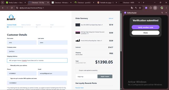 DJ City checkout page showing DJ City promo code box | Screenshot taken by SimplyCodes community member on Aug 6, 2025