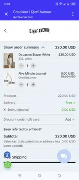 Djerf Avenue coupon verification screenshot