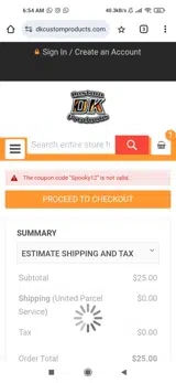 Spooky12 coupon verification screenshot