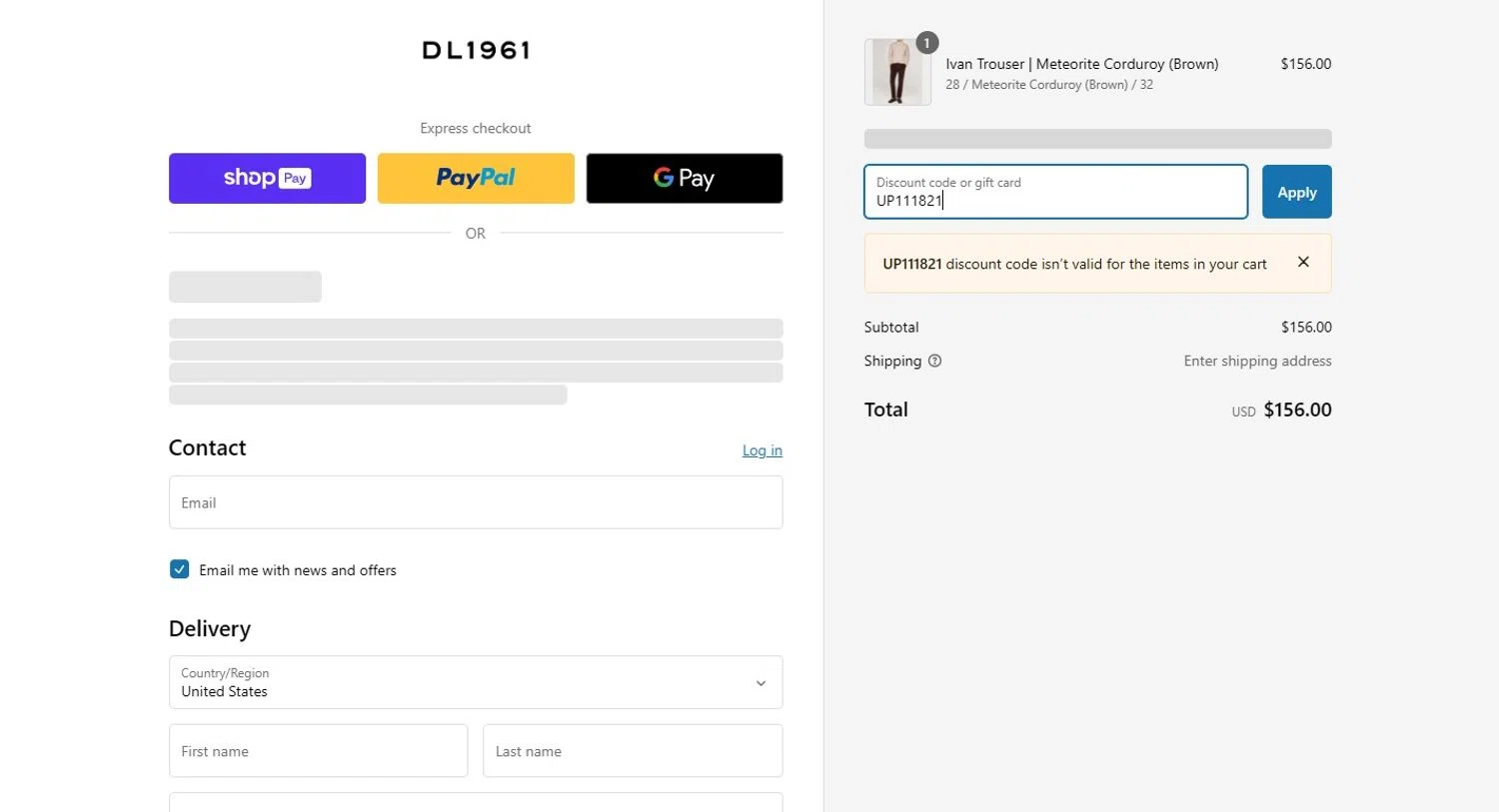 DL1961 coupon code screenshot showing code UP111821 applied at DL1961 checkout page. Uploaded by SimplyCodes community member PennyScholar167 on Jan 9, 2025
