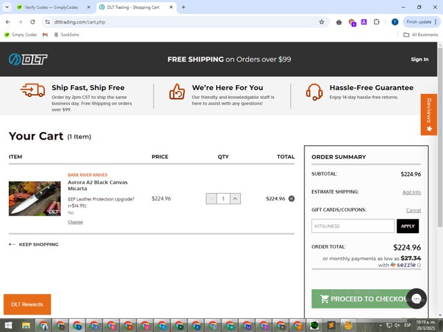 DLT Trading checkout page showing DLT Trading promo code box | Screenshot taken by SimplyCodes community member on Mar 28, 2025