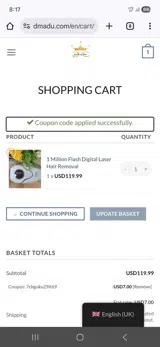 7CHGUKU29IT69 coupon verification screenshot
