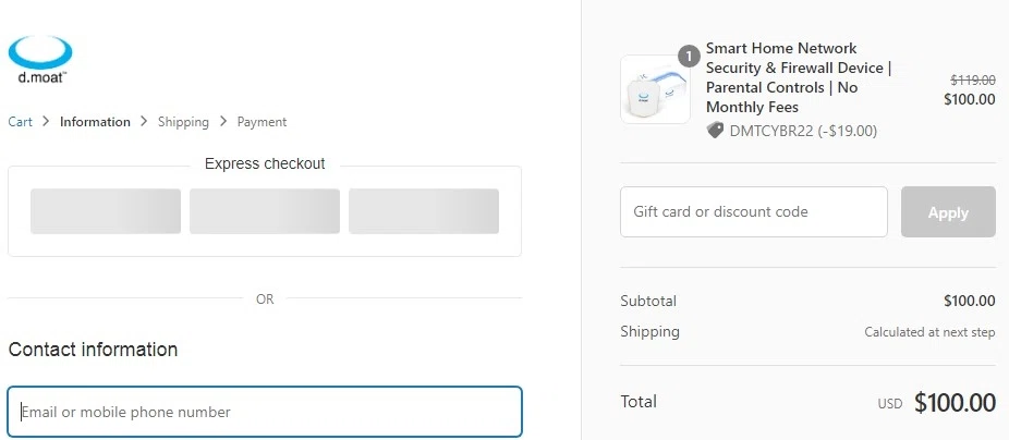 Cloaked Privacy checkout page showing Cloaked Privacy promo code box | Screenshot taken by SimplyCodes community member on May 17, 2022