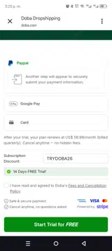 TRYDOBA26 coupon verification screenshot