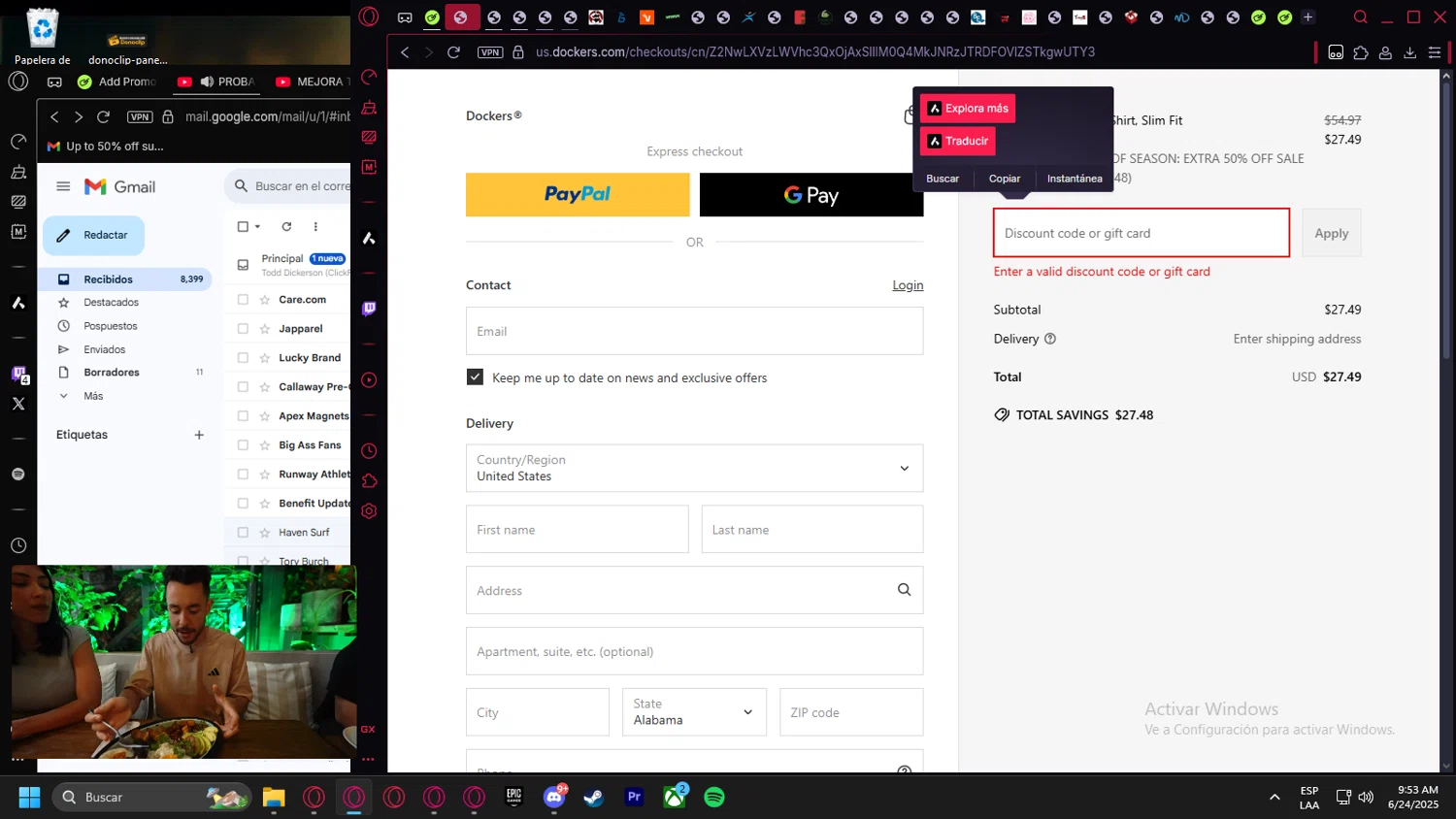 Dockers discount code screenshot showing code SUMMER applied at Dockers checkout page. Uploaded by SimplyCodes community member leonardocamacho2 on Jun 24, 2025