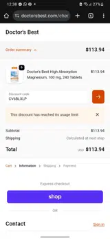 CV6BLXLP coupon verification screenshot