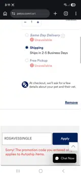 Doctors Foster and Smith coupon verification screenshot