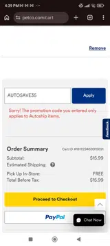 Doctors Foster and Smith coupon verification screenshot