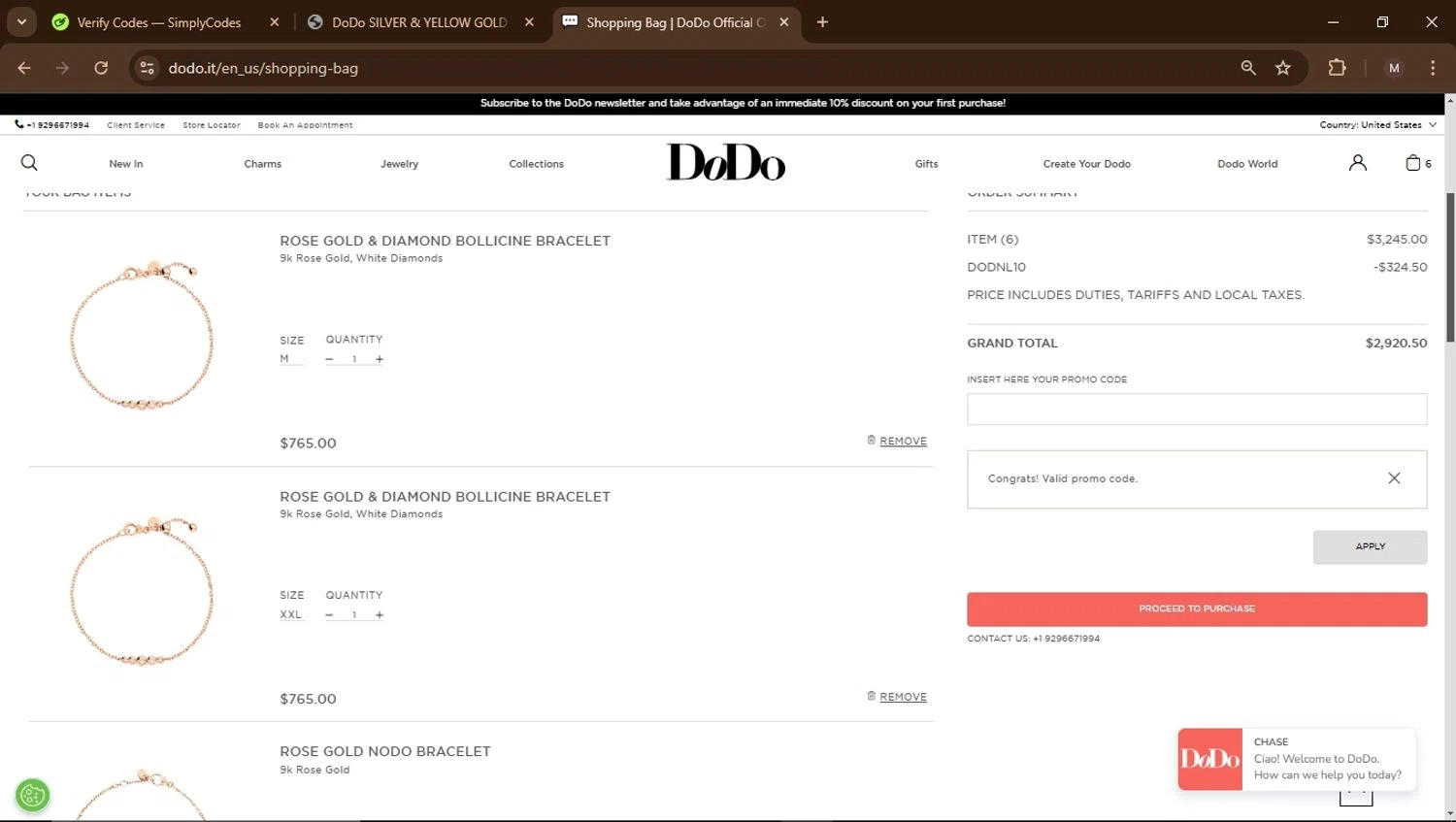 DoDo Jewels checkout page showing DoDo Jewels promo code box | Screenshot taken by SimplyCodes community member on Nov 27, 2024