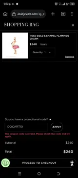 DOCART10 coupon verification screenshot