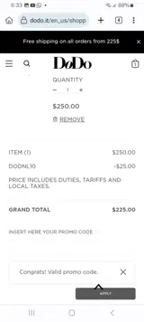 DODNL10 coupon verification screenshot