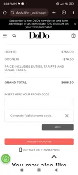 DODNL10 coupon verification screenshot