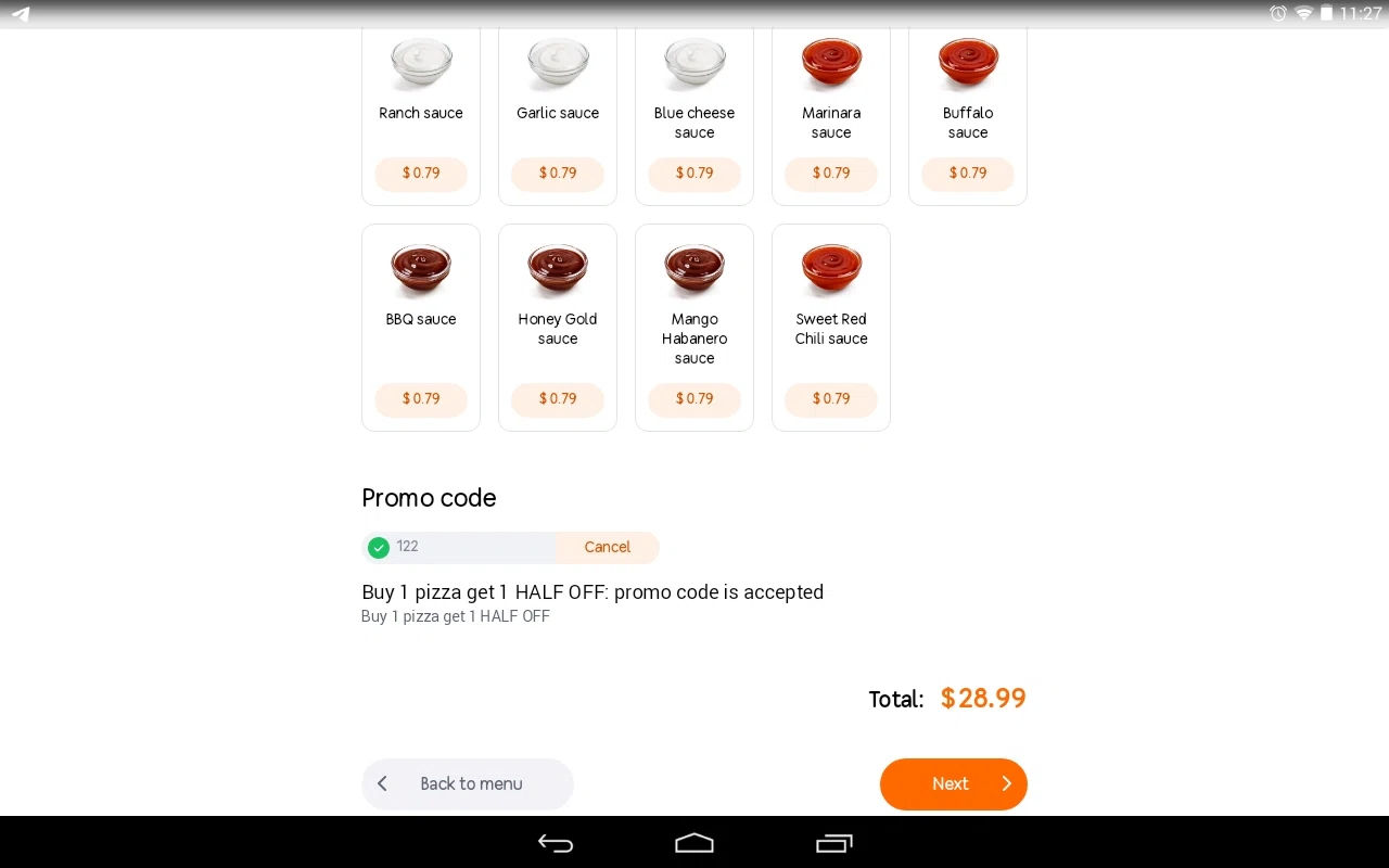 Dodo Pizza checkout page showing Dodo Pizza promo code box | Screenshot taken by SimplyCodes community member on May 21, 2021