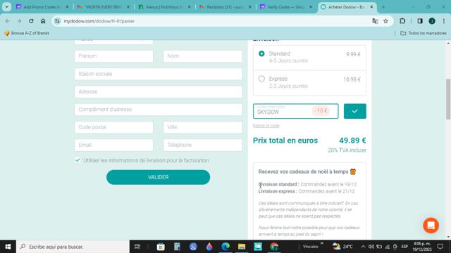 Dodow checkout page showing Dodow discount code box | Screenshot taken by SimplyCodes community member on Dec 19, 2023
