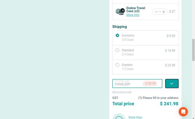Dodow checkout page showing Dodow discount code box | Screenshot taken by SimplyCodes community member on Jul 30, 2024