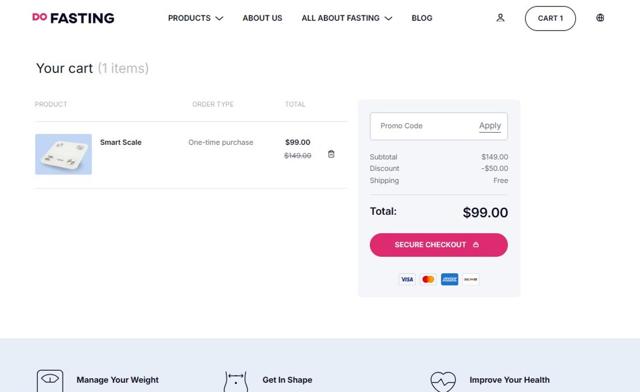DoFasting checkout page showing DoFasting promo code box | Screenshot taken by SimplyCodes community member on Jul 24, 2025