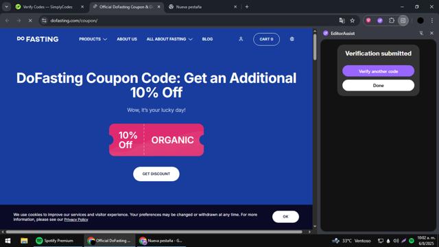 DoFasting checkout page showing DoFasting promo code box | Screenshot taken by SimplyCodes community member on Aug 6, 2025