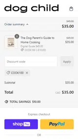 COOK100 coupon verification screenshot