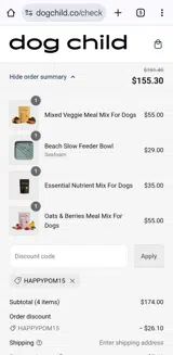HAPPYMOM15 coupon verification screenshot