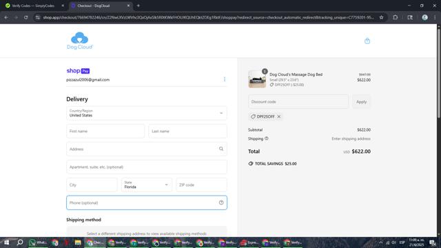 Dog Cloud checkout page showing Dog Cloud promo code box | Screenshot taken by SimplyCodes community member on Jun 21, 2025