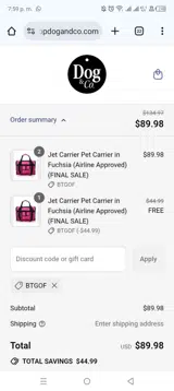DOG & CO coupon verification screenshot