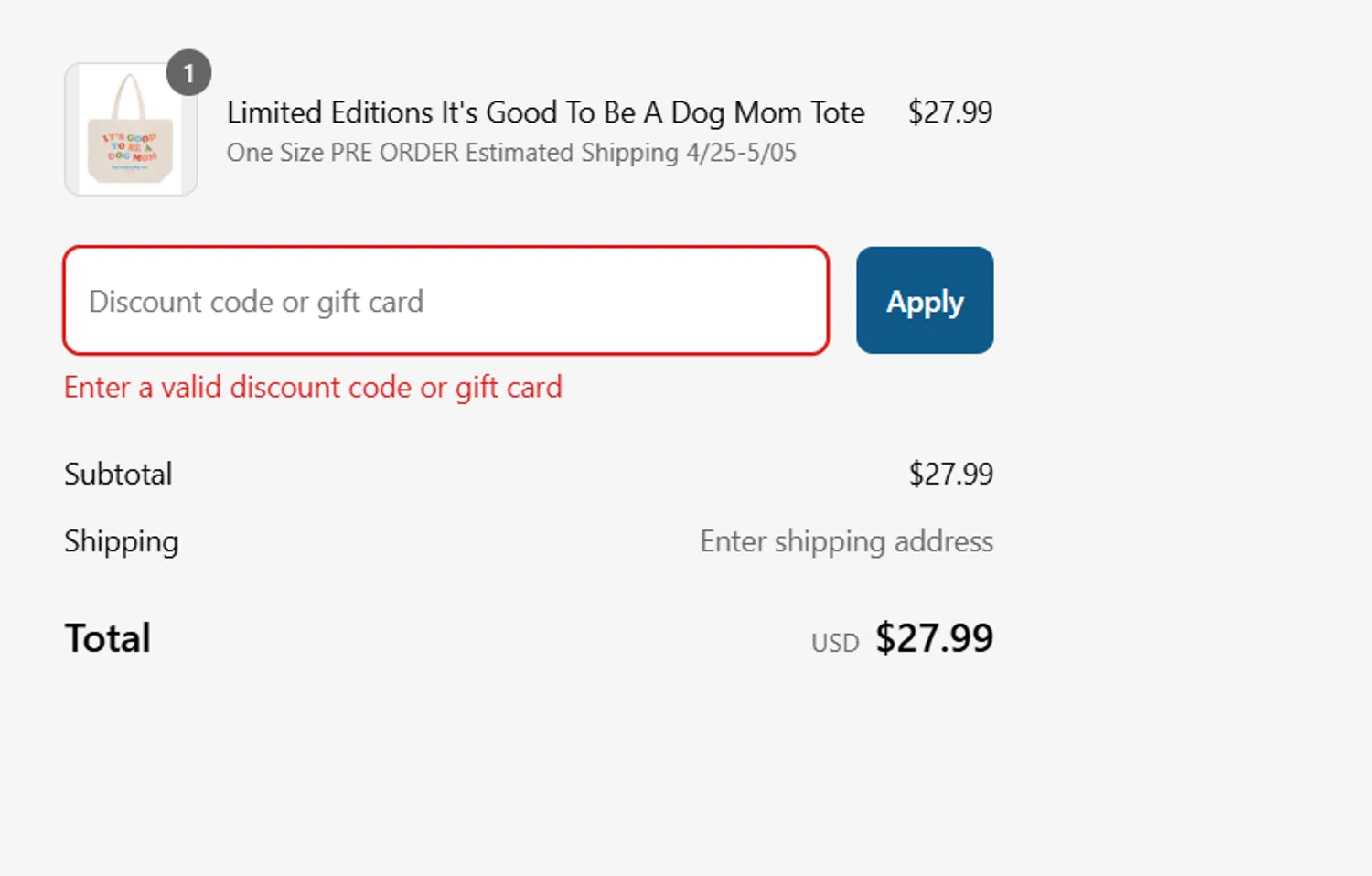 Dog Is Good promo code screenshot showing code SPRING20 applied at Dog Is Good checkout page. Uploaded by SimplyCodes community member Crobat on Apr 15, 2025