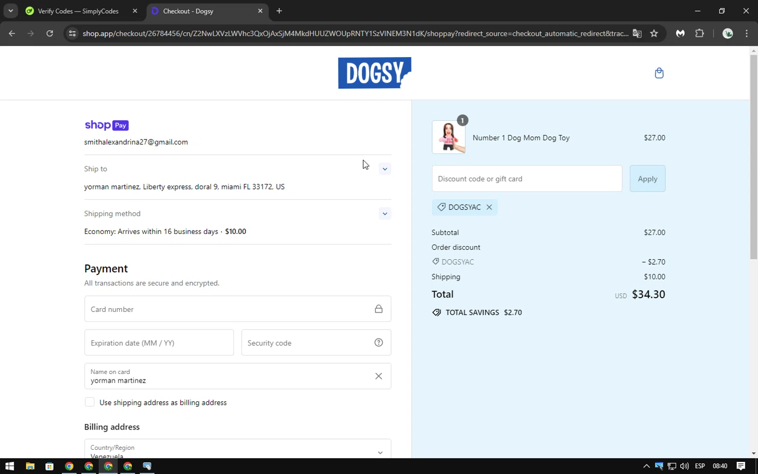 where to use Dogsy promo code box