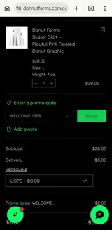 Dohnut Farms coupon verification screenshot