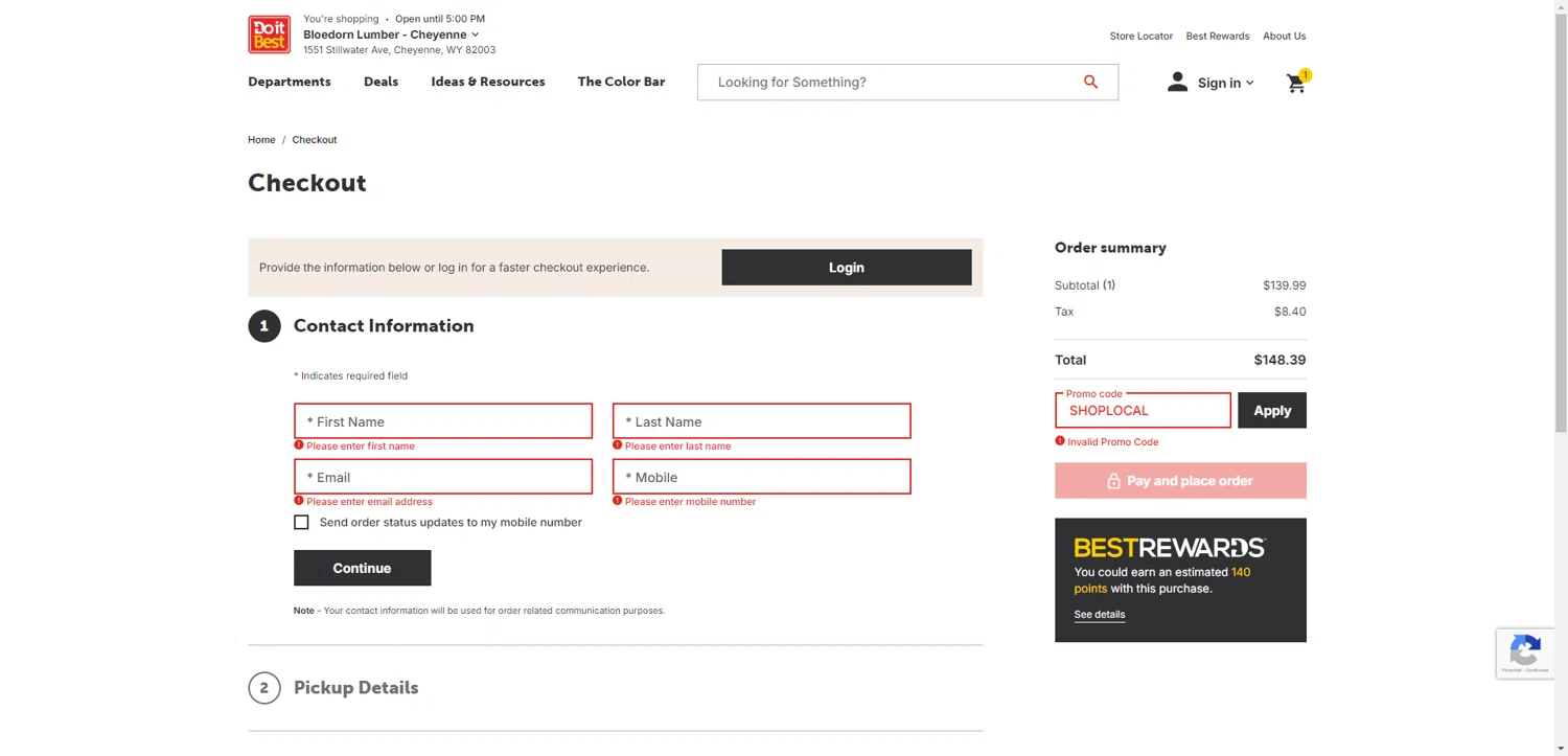 Do it best promo code screenshot showing code SHOPLOCAL applied at Do it best checkout page. Uploaded by SimplyCodes community member ScanRanger3503 on Dec 12, 2025