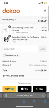 COWBOY10 coupon verification screenshot