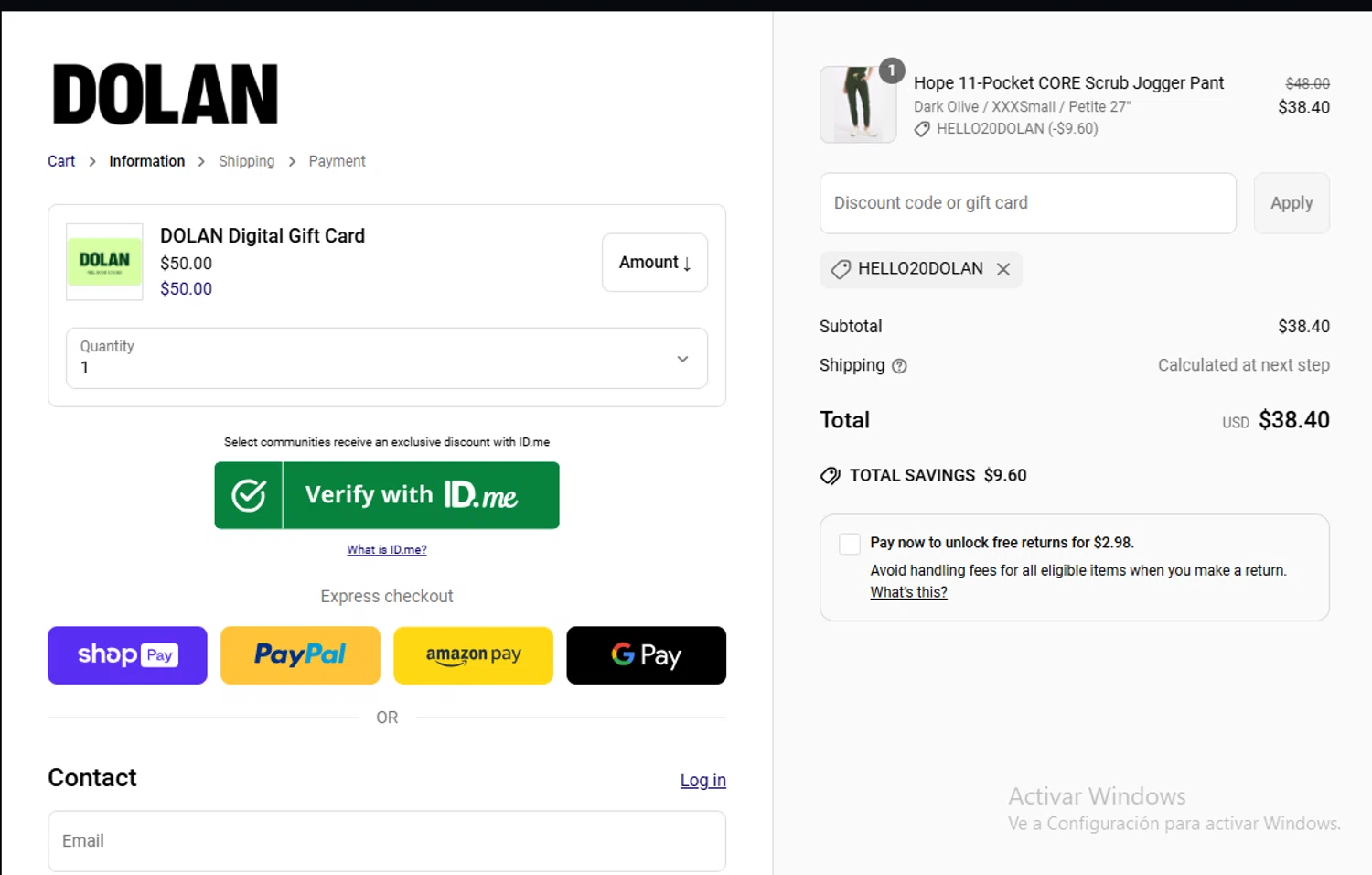 Dolan discount code screenshot showing code Hello20dolan applied at Dolan checkout page. Uploaded by SimplyCodes community member Lestara_23 on Mar 27, 2025