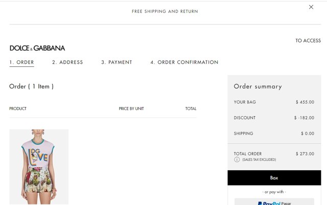 Dolce & Gabbana checkout page showing Dolce & Gabbana discount code box | Screenshot taken by SimplyCodes community member on Sep 17, 2020
