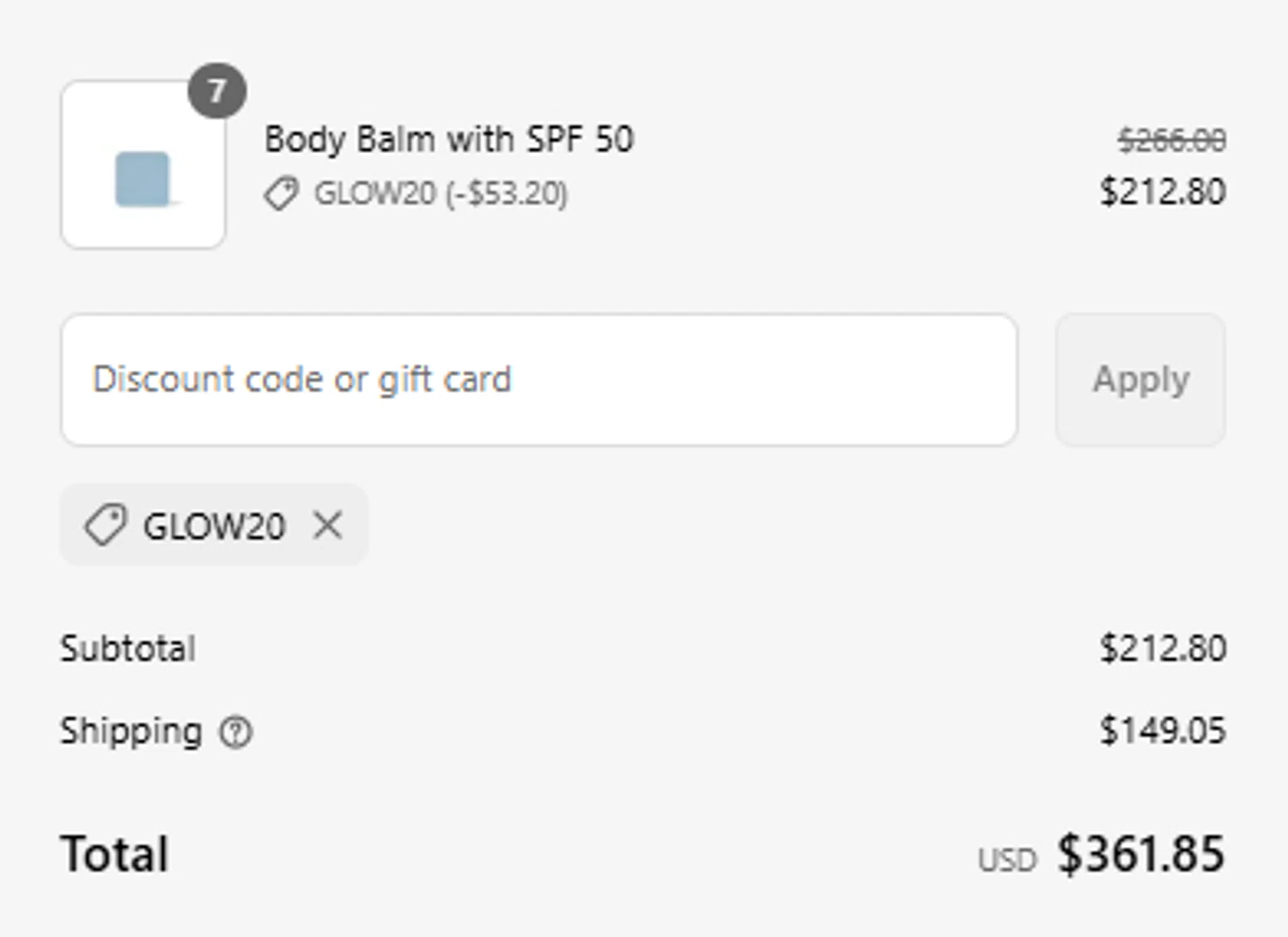 Dolce Glow coupon code screenshot showing code GLOW20 applied at Dolce Glow checkout page. Uploaded by SimplyCodes community member Josemedina on Jun 21, 2025