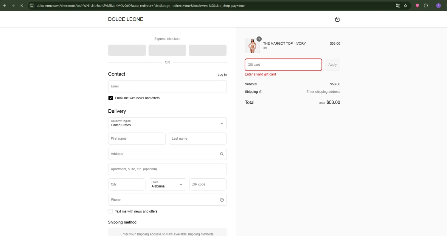 Dolce Leone promo code screenshot showing code THANKYOU15 applied at Dolce Leone checkout page. Uploaded by SimplyCodes community member Ron322 on Aug 16, 2025
