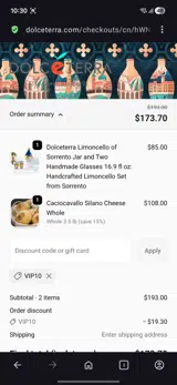 Dolceterra Italian Within US Store coupon verification screenshot