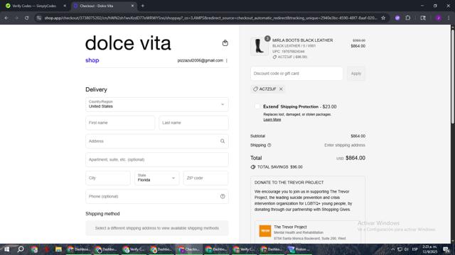 Dolce Vita checkout page showing Dolce Vita discount code box | Screenshot taken by SimplyCodes community member on Sep 12, 2025