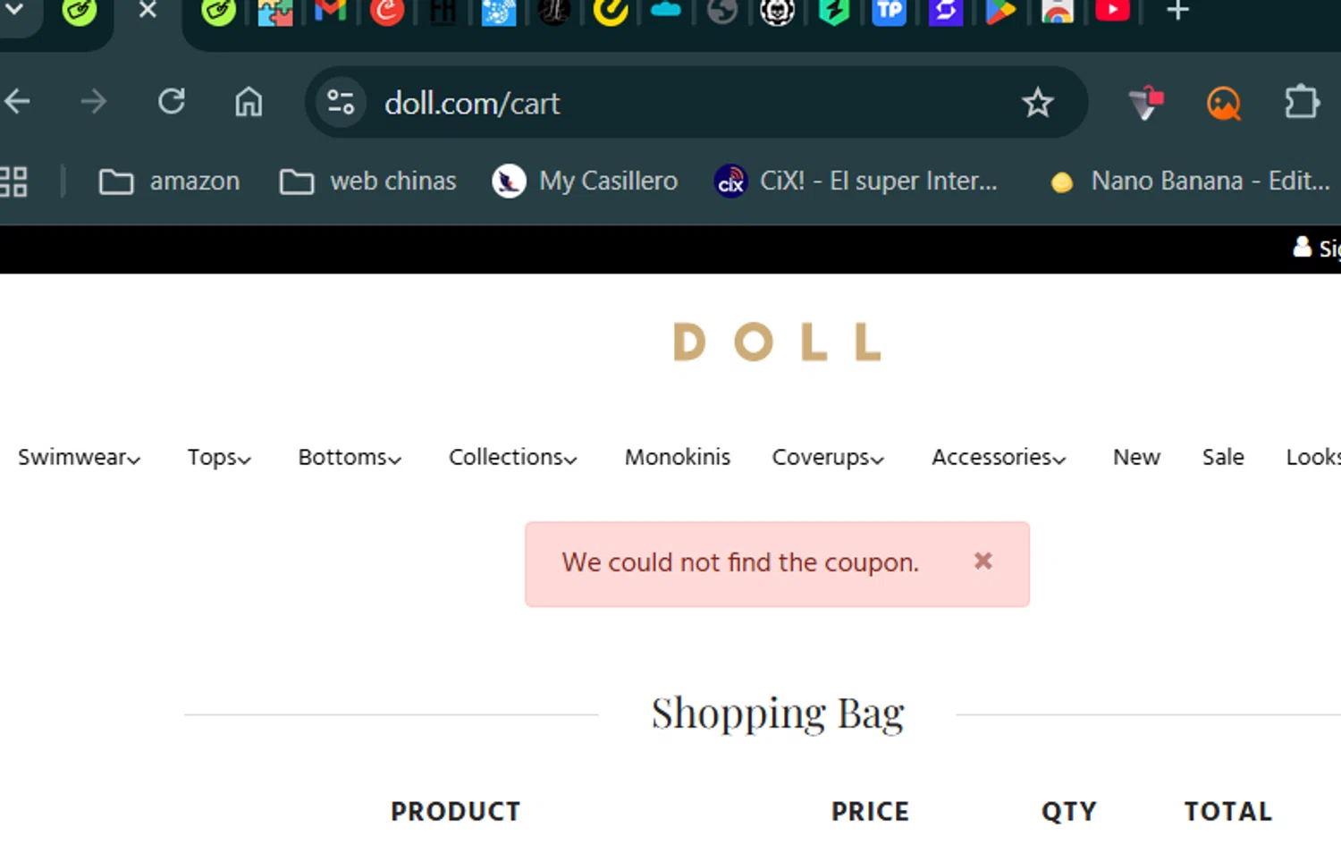 DOLL coupon code screenshot showing code LABORDAY2025 applied at DOLL checkout page. Uploaded by SimplyCodes community member zhandrak on Sep 26, 2025