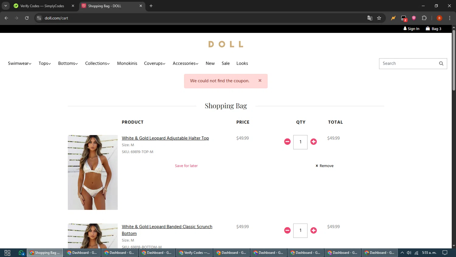 DOLL coupon code screenshot showing code blackfriday2025 applied at DOLL checkout page. Uploaded by SimplyCodes community member BrilliantLynx7174 on Dec 9, 2025